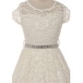 thumbnail image 3 of Big Girls' Illusion Lace Top Stone Belt Flowers Girls Dresses Off White 14 (J19KS88), 3 of 3