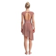 thumbnail image 2 of inlzdz Womens Shiny Rhinestone Lyrical Dance Leotards Short Sleeve Ruched Mesh Splice Figure Ice Skating Dress Brown XL, 2 of 6