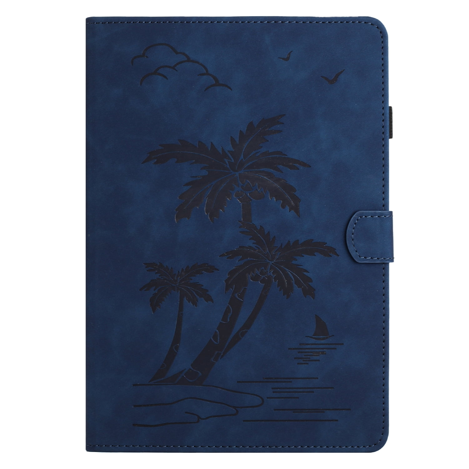 Allytechgroup for iPad (A16) 11th Generation 11 inch Case 2025 with Stand/Pencil Holder/Card Pockets/Magnetic Closure Smart Embossed Palm Tree PU Leather Folio Wallet Cover, [Auto Wake/Sleep], Blue