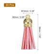 thumbnail image 2 of Uxcell 30Pack 1.5" Leather Tassels Keychain Charm with Gold Cap for DIY, Pink, 2 of 6