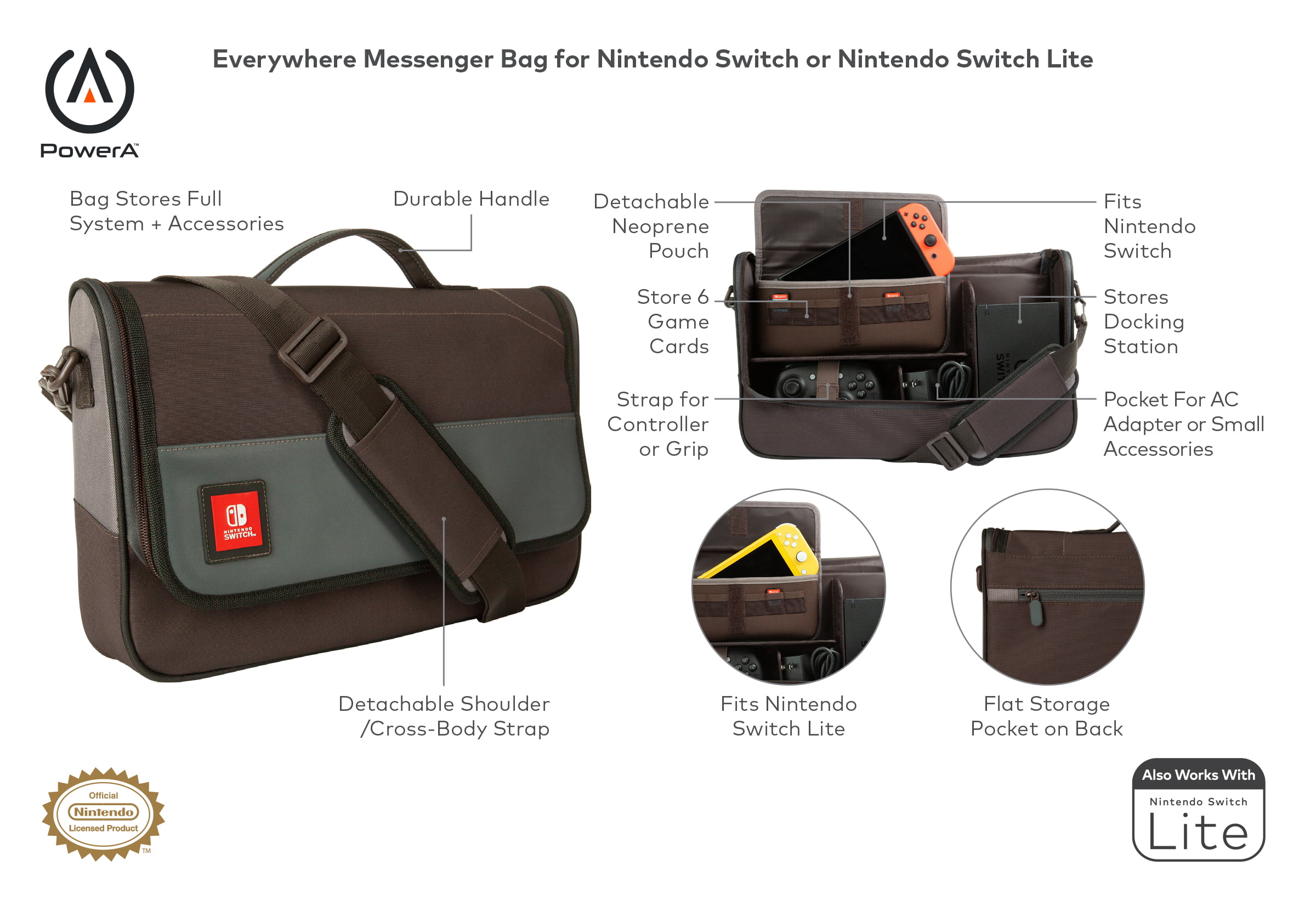 PowerA Everywhere Messenger Bag Nintendo Switch or Switch - Walmart.com