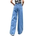 thumbnail image 5 of MuZeFu Wide Leg Jeans Women High Waisted Curvy Women's Solid Color Casual Large Pocket High Waist Versatile Straight Tube Loose Wide Leg Denim Pants, 5 of 9