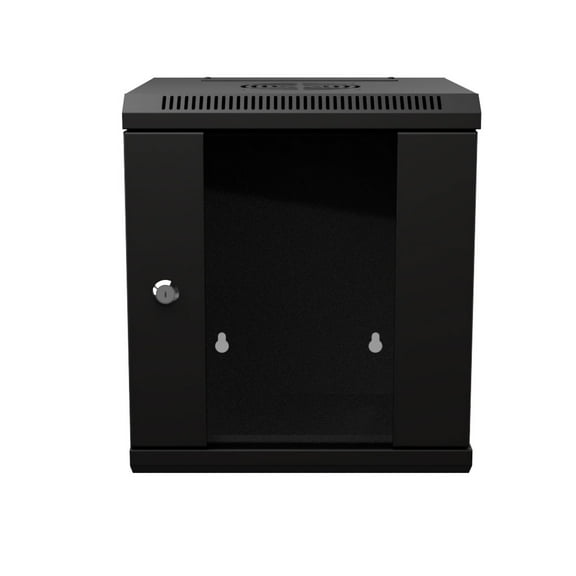NavePoint 11.8 in Wall Mount Network Cabinet, 6U, Glass, Black