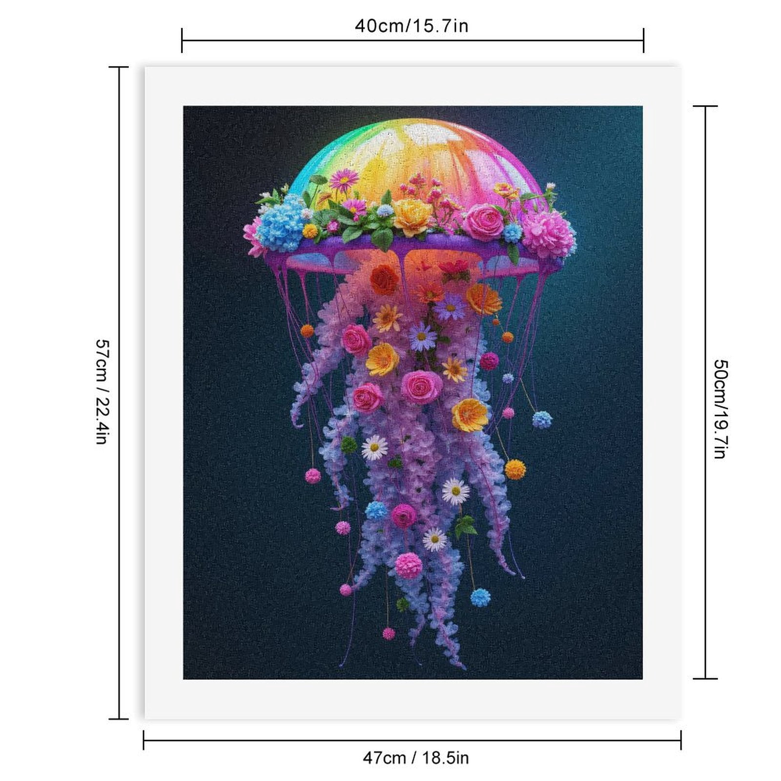 Paint By Numbers Kit for Adults Beginner - DIY Colorful Floral Jellyfish Art Canvas Painting Kits for Adults, Frameless Paint By Number for Adults for Home Wall Decor 16x20 Inch