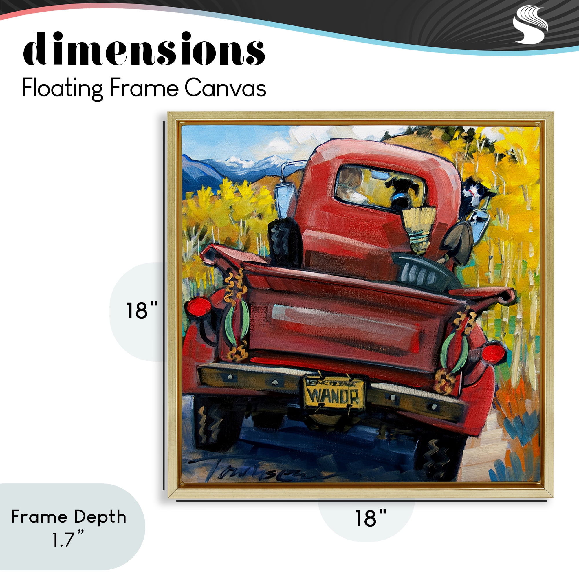 Stupell Industries Wander Truck Through Wheat Grass Gold Framed Floater Canvas Wall Art, design by CR Townsend