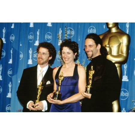 The Coen Brothers Ethan And Joel Happily Accept Their Fargo Oscars Along With Their Star Best Actress Frances Mcdormand 1997