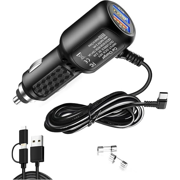 USB C Dash Cam Charger，Type C USB Car Charger，Dual Port USB Vehicle Fast Charging Cord Suitable for REDTIGER、Vantrue、VIOFO、WOLFBOX、 AZDOME、Pelsee、Cobra etc Dashcam(6.5FT)