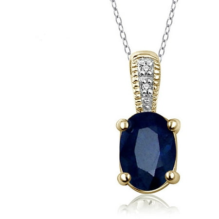 JewelersClub 1.07 Carat T.G.W. Sapphire Gemstone and White Diamond Accent Pendant