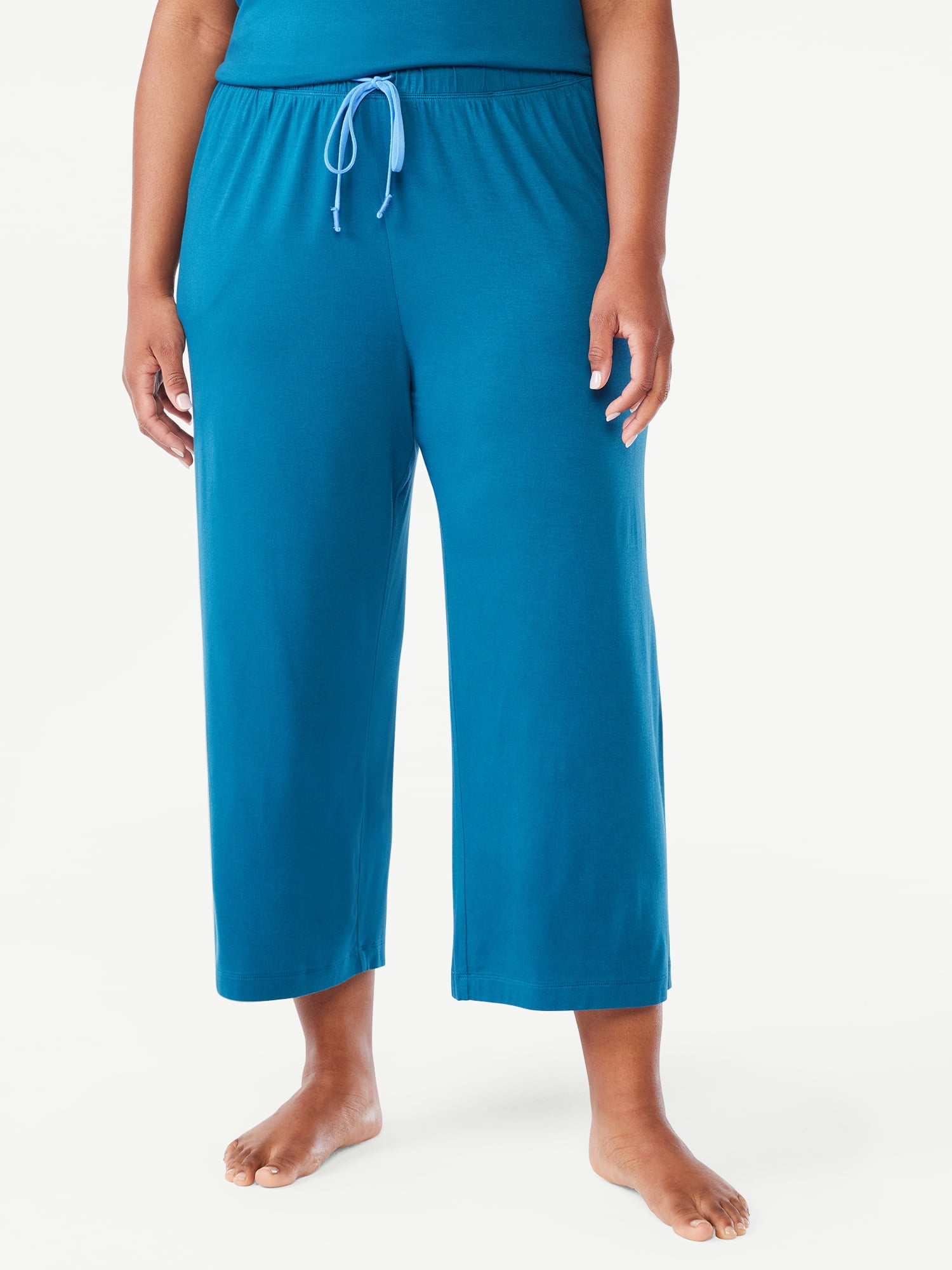 Joyspun Women's Cropped Knit Sleep Pants, Sizes S to 3X