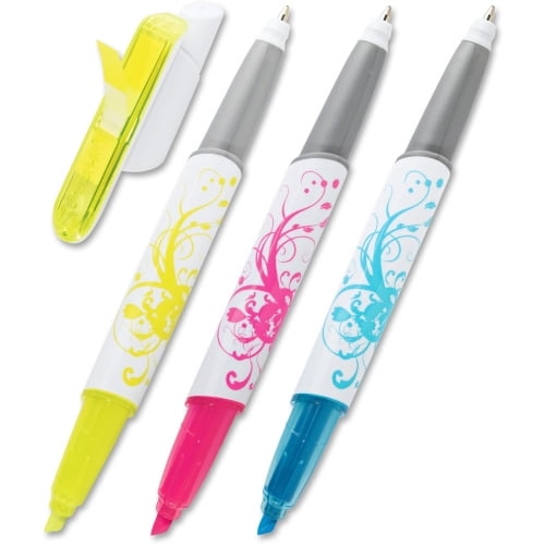 Post-it Flag Pen & Highlighter Set Medium Marker Point - Chisel Marker Point Style - Yellow, Pink, Blue - 3 / Pack