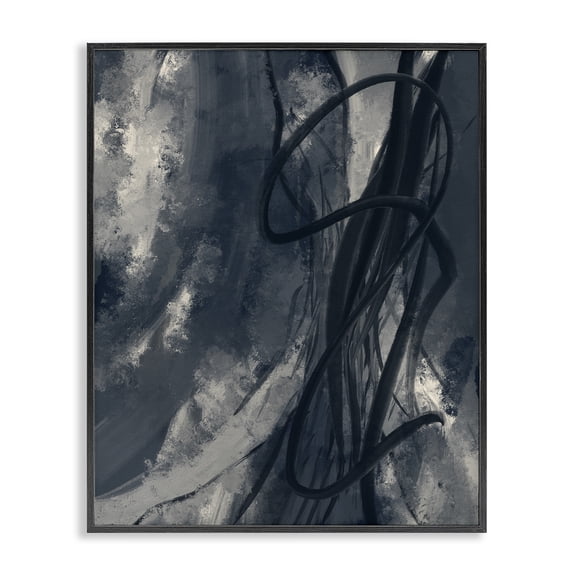 Stupell Industries Modern Shades of Blue Abstract Design Black Framed Giclee Art, 16 x 20, by Lil' Rue