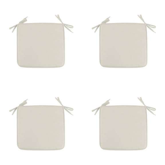 KUHBRCA Chair Cushions for Dining Chairs, Square Chair Pads with Ties and Non- Bottom, Kitchen Chair Cushions 4 Pack, 16" x 16" x 2", Beige