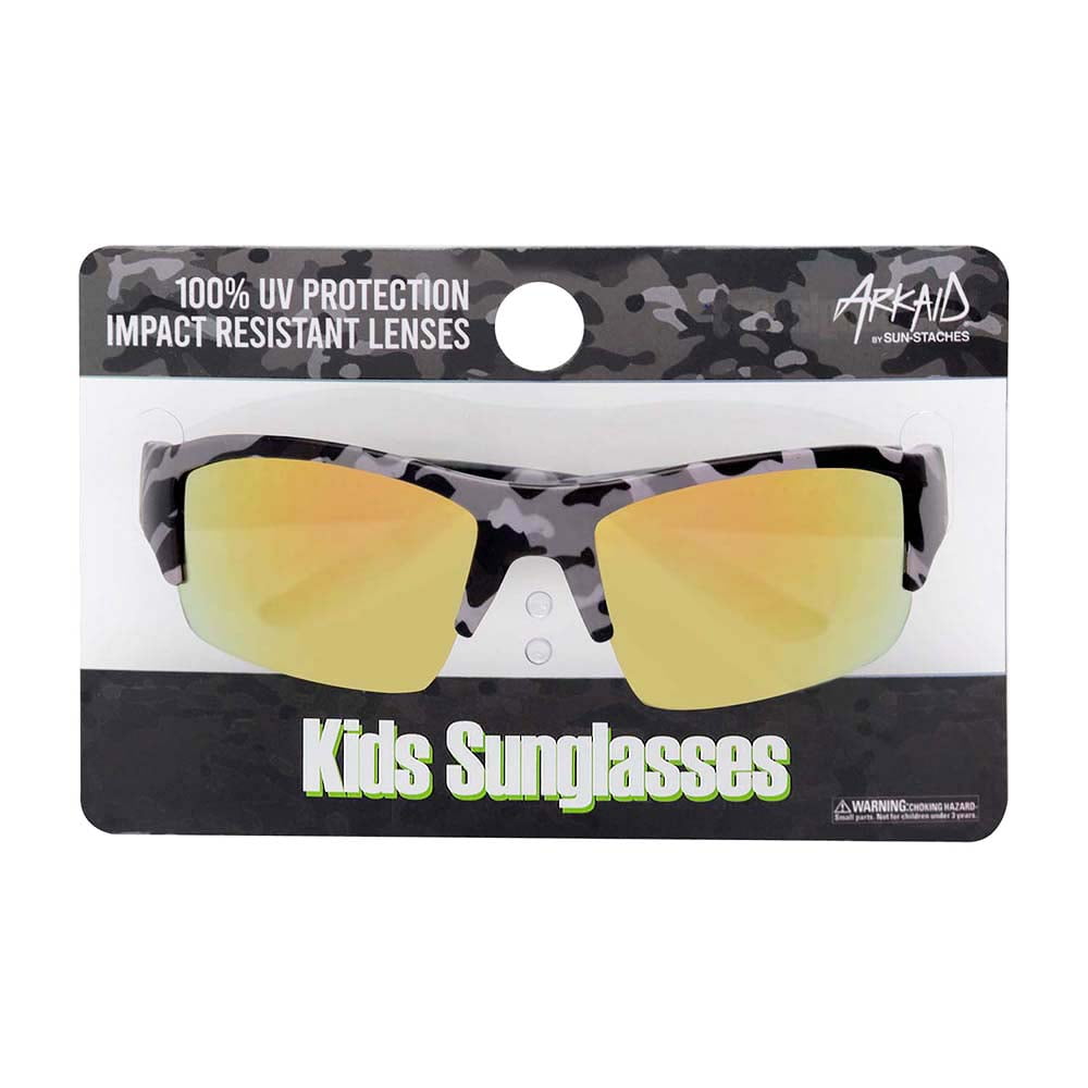 Boys 1pc Black Camouflage Sports Wrap Kids Sunglasses