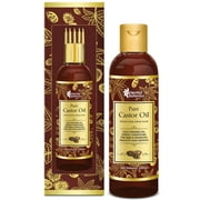 Oriental Botanics Castor oil 200ml - For Eyelashes, Hair and Skin Care - With Comb Applicator - Pure Oil with No Mineral Oil, Silicones