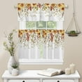 thumbnail image 6 of 3 Piece Curtains Tiers and Valances Set, Fall Sunflower Eucalyptus Leaves Thanksgiving Autumn Watercolor Floral Plant Rod Pocket Short Window Treatment Curtains Panel and Valance for Bathroom Kitchen, 6 of 6