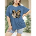 thumbnail image 2 of XCHQRTI Women Leopard Heart T-Shirt Plus Size Short Sleeve Graphic Shirt Valentine's Day Top, 2 of 7