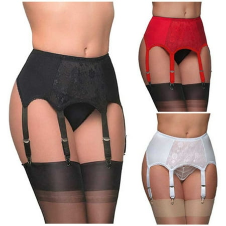 

GuliriFei Women s Mysterious Sexy Black 6 Vintage Metal Clips Garter Belts for Stockings