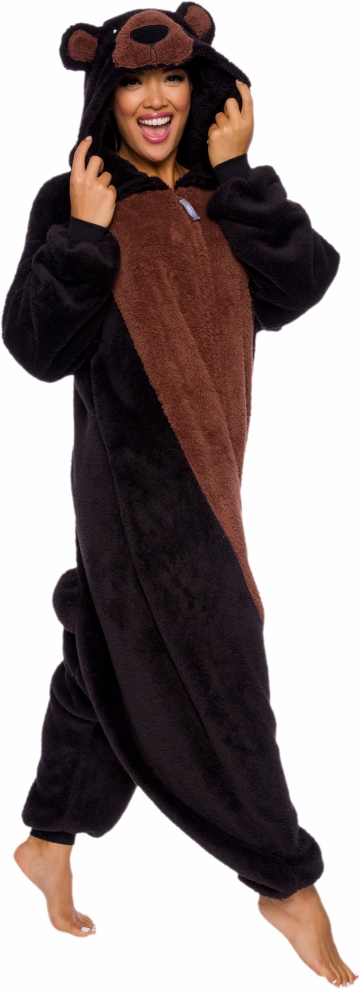 Plush One Piece Cosplay Animal Hoodie Costume S M L XL Wanziee Unisex Brown Teddy Bear Onesie Adult Pajamas 