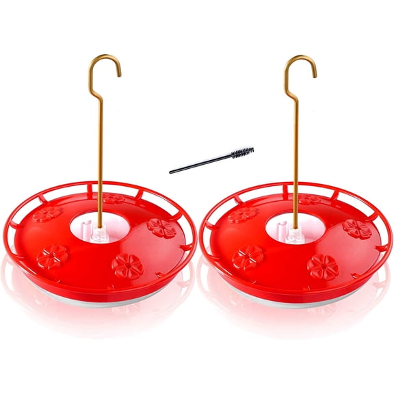 Hummingbird Feeder for Outdoors, 2 Pack, Leak-Proof, Easy to Clean and Refill, Saucer Humming Bird Feeder Plastic, Including Hanging Hook, with 5 Feeding Ports