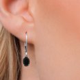 thumbnail image 3 of Gem Stone King 14K White Gold Black Onyx Earrings for Women | 1.40 Cttw | Gemstone December Birthstone | Oval 7X5MM, 3 of 6