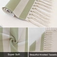 thumbnail image 6 of Sage Green Striped Hallway Runner Rug 2'x6', Modern Farmhouse Sage Green White Stripes Washable Entryway Rug with Tassels, Woven Cotton Laundry Room Rugs Long Carpet for Bathroom Sink Foyer Bedroom, 6 of 9