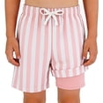 thumbnail image 4 of PRfgtbd Boys Swim Trunks With Compression Liner Striped Print Beach Shorts Swimsuit Bathing Suit Kids Elastic Waistband Swim Shorts 11-12 Years, 4 of 5