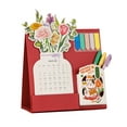 2025 Creative Flowers Desk Calendar Small Calendar With Wooden Base