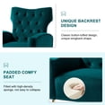 thumbnail image 3 of Wingback Velvet Accent Chair Set of 2 Upholstered Sofa Armchair Button Metal Legs Adult Home Bedroom Teal, 3 of 10