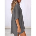 thumbnail image 4 of Women's two-piece casual suit summer casual loose shirt cycling shorts match airport travel wear Grey M, 4 of 7
