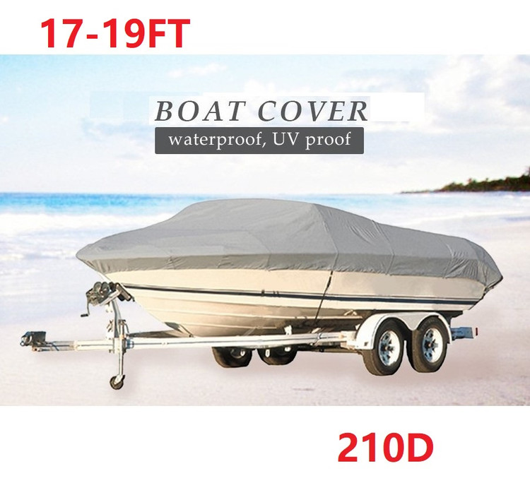 Heavy Duty 17 19 ft Trailerable Fish Ski Boat Cover 210D V-Hull With Carrying Bag Blue by