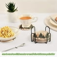 thumbnail image 5 of Yayeee 6 PCS Drink Coasters with Holder Set Woven Absorbent Round Tabletop Hot Pad, Beige Christmas Trees, 5 of 7