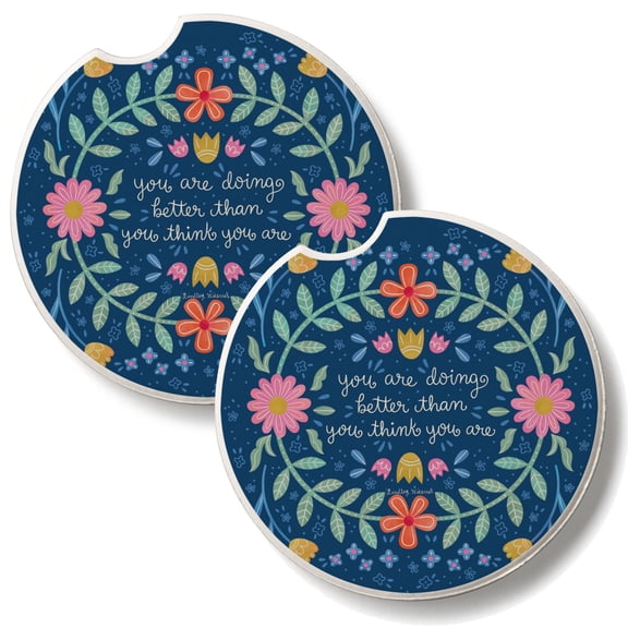 Thirstystone Bloom Bright 2 Pack Absorbent Car Coasters