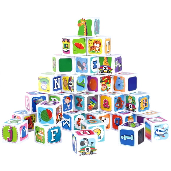 Building Blocks PLAY ABC para niños pequeños de 1 a 3 años, 28 unidades de plástico