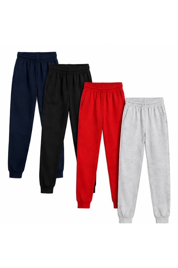 Boys Sweatpants  4 Pack Active Fleece Joggers (Size: 4-18)