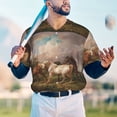thumbnail image 6 of Balery Three Horses Oil Painting Baseball Jersey for Men Casual Button Down Shirts Short Sleeve Active Team Sports Uniform-X-Large, 6 of 9