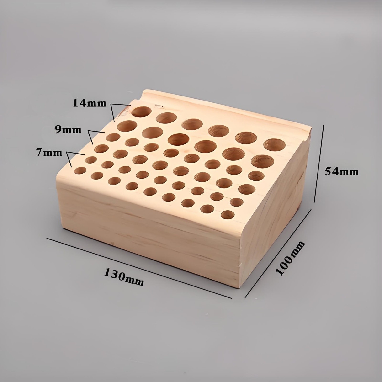 46 / 98-Hole Pine Wood Leather Tool Holder Rack – Wooden Stamp & Punch Organizer Stand for Leathercraft, Chisels, Awls, and DIY Workshops