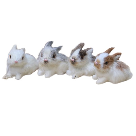4pcs Lifelike Hairy Bunny Model Simulate Rabbit Miniature Bunny Toy Kids Birthday Gift Mini Rabbit Ornament Desktop Decorative Accessory Props for Easter(Random Color)