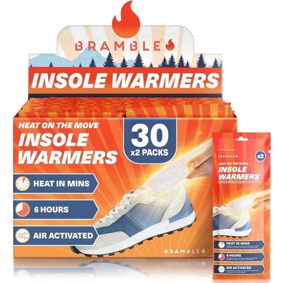Bramble 10 Hour Insole Foot Warmers Air-Activated Chemical Hand and Foot Warmer 30 Pair 60 Count