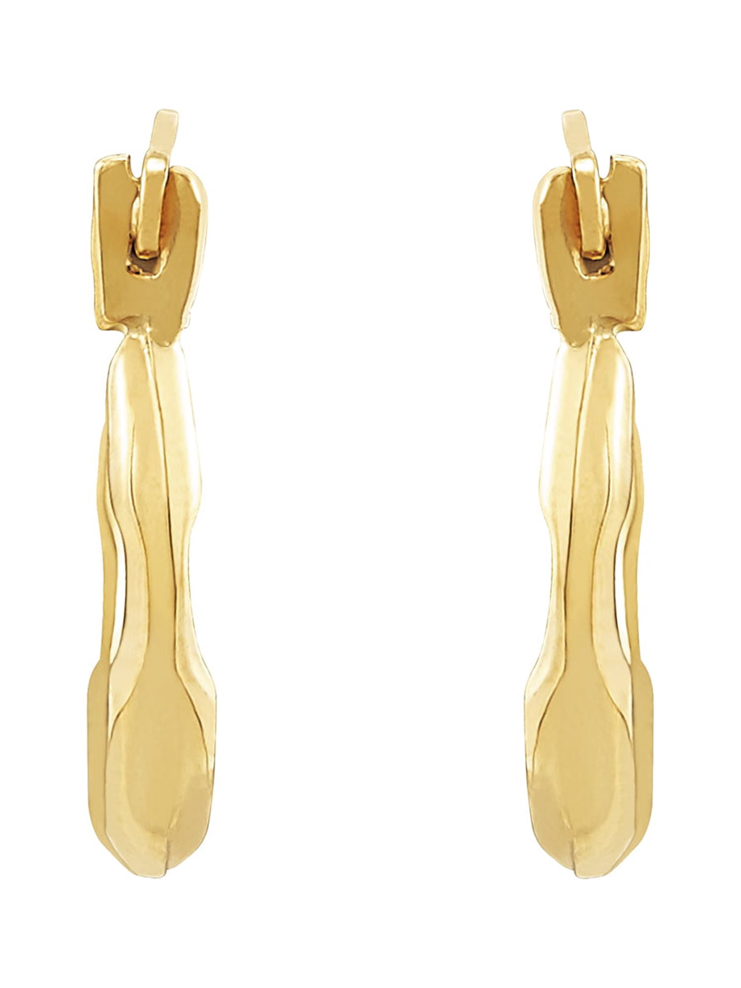 Brilliance Fine Jewelry 10K Yellow Gold Small Hollow Round Ribbed Hoops Earrings