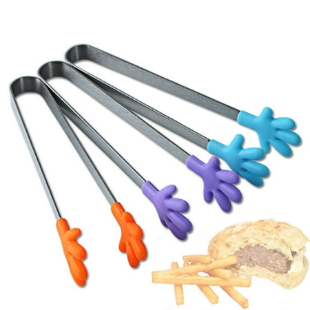 

tooloflife Mini Kitchen Tong Food Tongs with Palm Silicone Clip Serving Tongs 5 Color