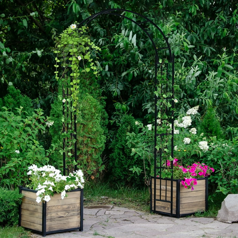Arco Da Giardino In Metallo Per Rose - Design Tubo Quadrato Nero 180x230 Cm - Perfetto Per Piante Rampicanti - Foto 8