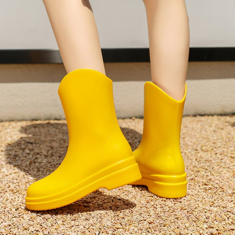 Wiueurtly Womens Shoes Boots Simple Style Snow Boots Women Non Slip Detachable With Cotton Inside Rain Boots Outdoor Rubber Water Shoes