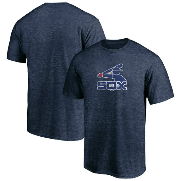 Men's Navy Chicago White Sox Cooperstown Collection Throwback Logo Tri-Blend T-Shirt