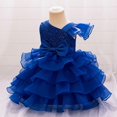 thumbnail image 5 of Toddler Girls Ruffled One Shoulder Party Dress with Bowknot Elegant Layered Tulle Pageant Gown, 5 of 5