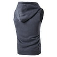 thumbnail image 2 of Haitryli Mens Sleeveless Athletic Hoodie Zip Up Hooded Sweatshirt with Pockets Training Tank Hoody Charcoal Grey L, 2 of 3