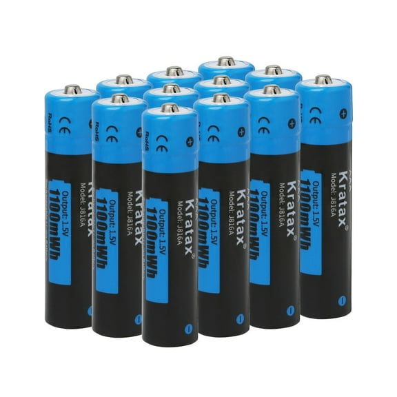Kratax 1.5V Rechargeable Lithium AAA Batteries, 12-Pack 1100mWh, 1H Full Charged, over 1500 Cycles AAA Lithium Batteries