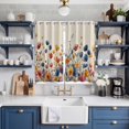 thumbnail image 2 of Colorful Spring Floral Kitchen Curtains 63 Inch Length, Elegant Summer Botanical Rustic Grommet Top Bedroom Living Room Curtains, Light Filtering Cafe Curtain Drapes 2 Panels Set 84''x63'', 2 of 9
