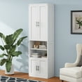 thumbnail image 4 of Newboti Furniture Full Size Murphy Bed with 1 Side Cabinet Storage Shelf, 61.5-inch Cabinet Bed Folding Wall Bed with Desk Combo Perfect for Guest Room, Study, Office, White NO.75544, 4 of 16