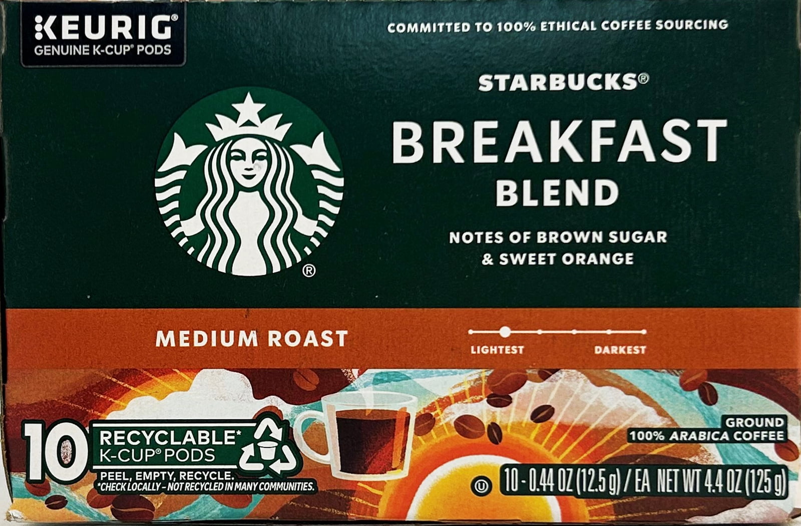 Starbucks K-Cup Breakfast Blend Coffee, 4.4 oz, 10 Pods