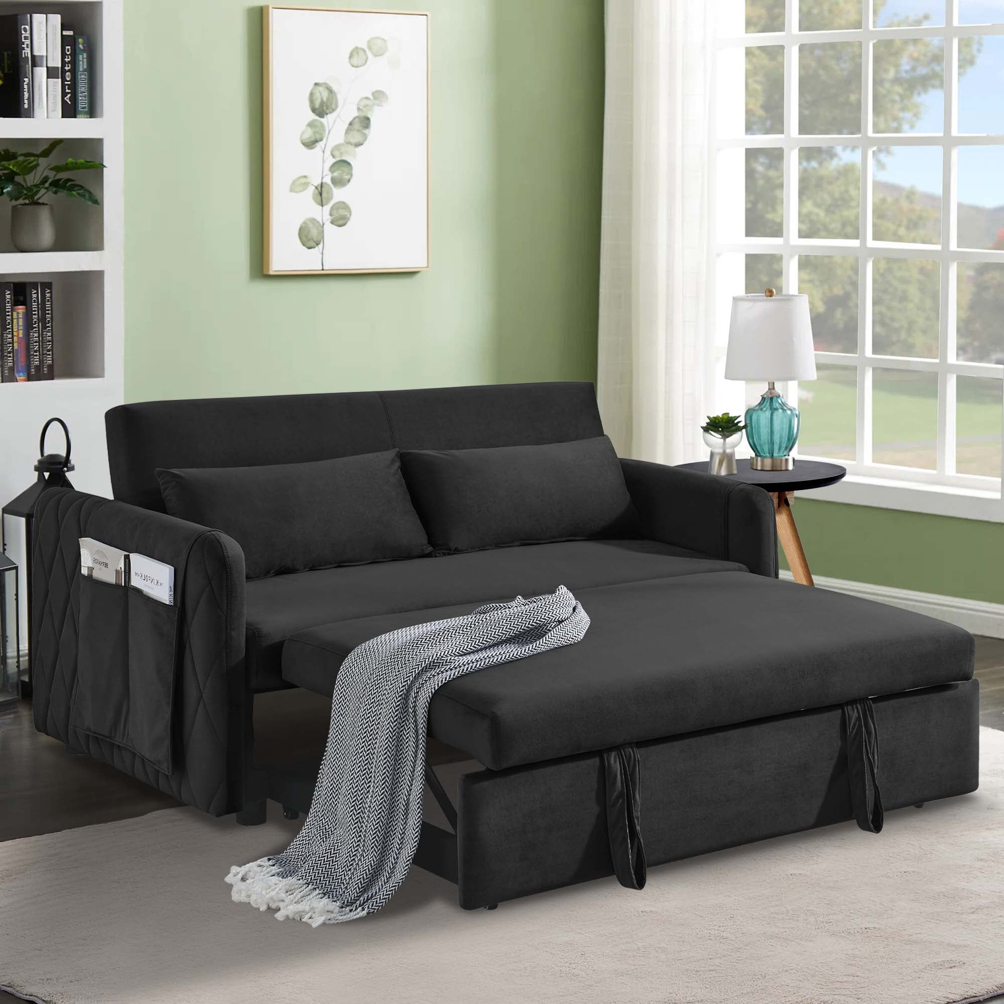 Aukfa Upholstered Sleeper Sofa Pull Out Bed, Convertible Loveseat Sofa Couch for Living Room